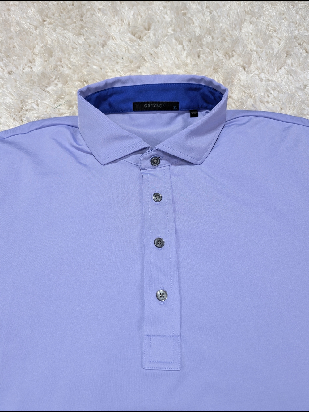 Greyson Men's Light Lavender Polo with Contrast Inner Collar